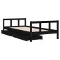 Estrutura cama infantil c/ gavetas 90x200 cm pinho maciço preto