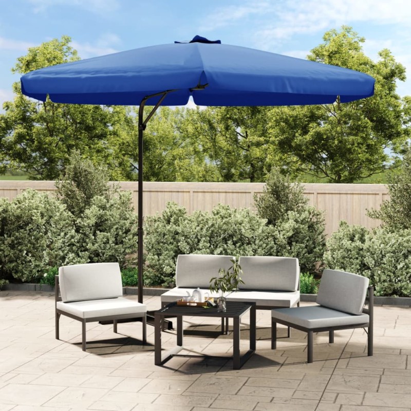 Guarda-sol de exterior com mastro de aço 300 cm azul-ciano-Guarda-sóis e telas de varanda-Home Retail