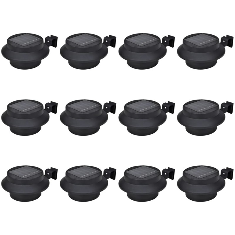 Candeeiros solares de exterior LED para vedações 12 pcs preto-Iluminação de exterior-Home Retail