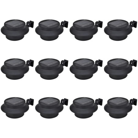 Candeeiros solares de exterior LED para vedações 12 pcs preto