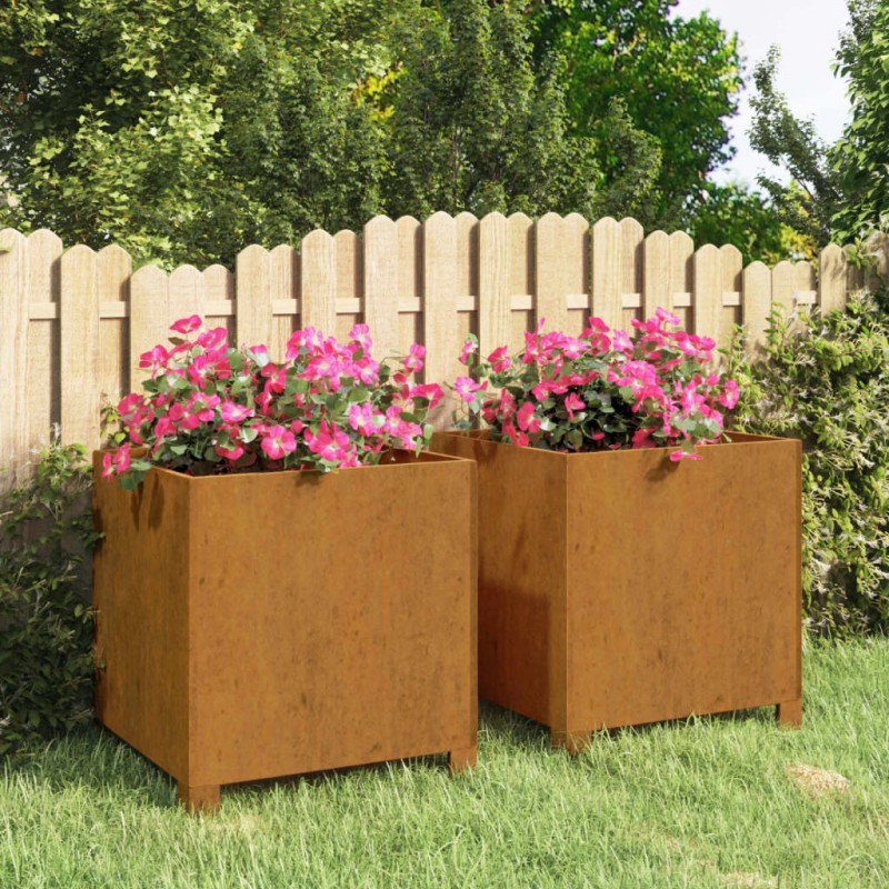 Vasos/floreira c/ pernas 2pcs 42x40x43cm aço corten enferrujado-Vasos e floreiras-Home Retail