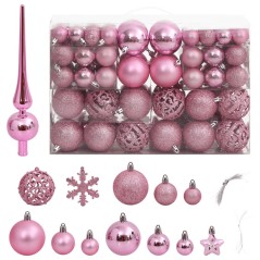 111 pcs conjunto de enfeites de Natal poliestireno rosa