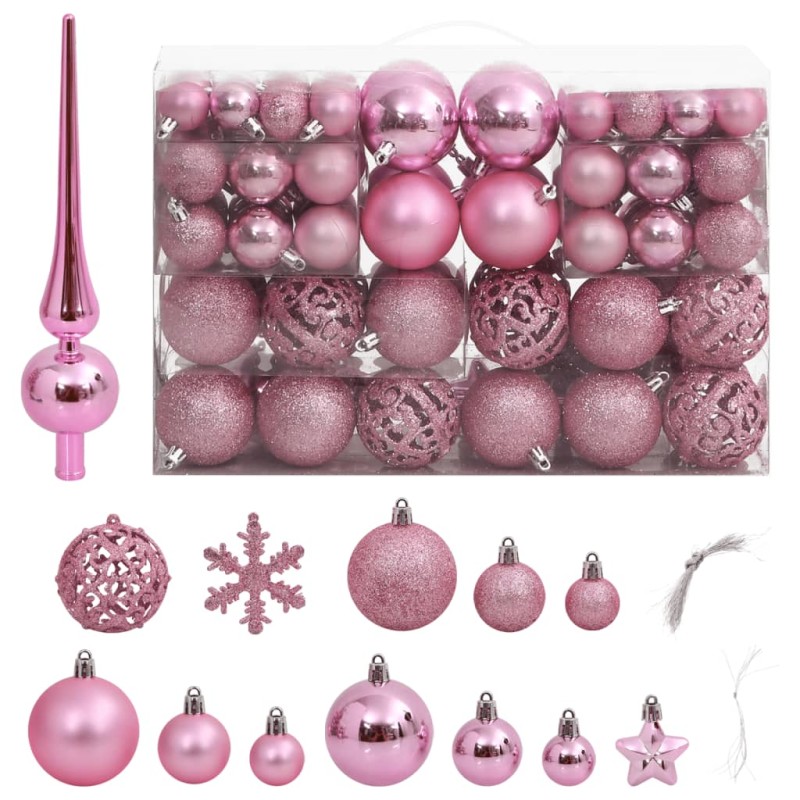 111 pcs conjunto de enfeites de Natal poliestireno rosa-Enfeites do Feriados-Home Retail