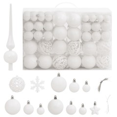 111 pcs conjunto de enfeites de Natal poliestireno branco