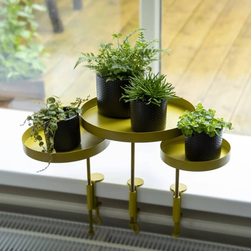 Esschert Design Tabuleiro p/ plantas redondo com braçadeira L dourado-Travessas decorativas-Home Retail