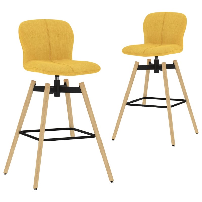 Cadeiras de bar giratórias 2 pcs tecido amarelo-Cadeiras de cozinha e sala de jantar-Home Retail