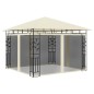 Gazebo c/ mosquiteiro e cordões luzes LED 3x3x2,73m creme