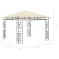 Gazebo c/ mosquiteiro e cordões luzes LED 3x3x2,73m creme