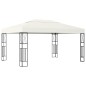 Gazebo com cordões de luzes LED 3x4 m tecido cor creme