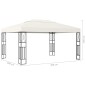 Gazebo com cordões de luzes LED 3x4 m tecido cor creme