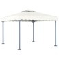 Gazebo com cordões de luzes LED 300x300 cm alumínio cor creme