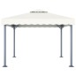 Gazebo com cordões de luzes LED 300x300 cm alumínio cor creme