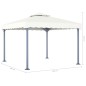 Gazebo com cordões de luzes LED 300x300 cm alumínio cor creme