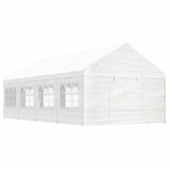 Gazebo com telhado 8,92x4,08x3,22 m polietileno branco