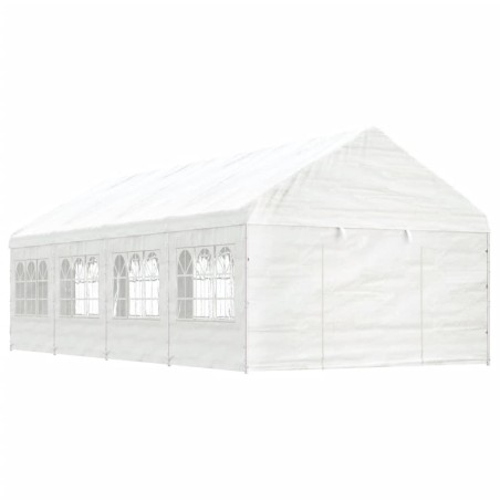 Gazebo com telhado 8,92x4,08x3,22 m polietileno branco