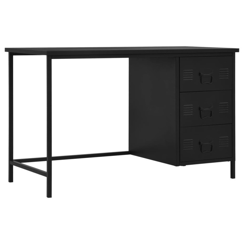 Secretária com gavetas industrial 120x55x75 cm aço preto-Escrivaninhas-Home Retail