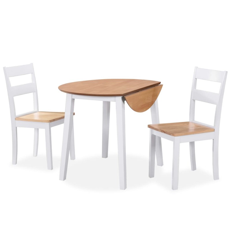 Conjunto de jantar 3 pcs MDF e seringueira branco-Conjuntos de móveis para cozinha e sala de jantar-Home Retail