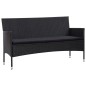 4 pcs conjunto lounge de jardim c/ almofadões vime PE preto