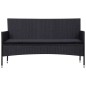 4 pcs conjunto lounge de jardim c/ almofadões vime PE preto