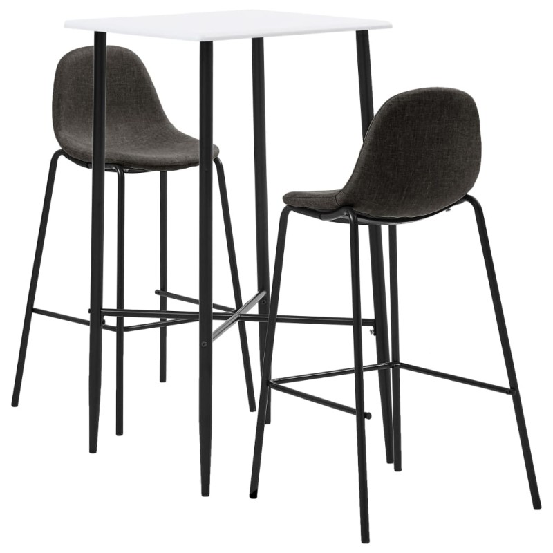 3 pcs conjunto de bar tecido cinzento-escuro-Conjuntos de móveis para cozinha e sala de jantar-Home Retail