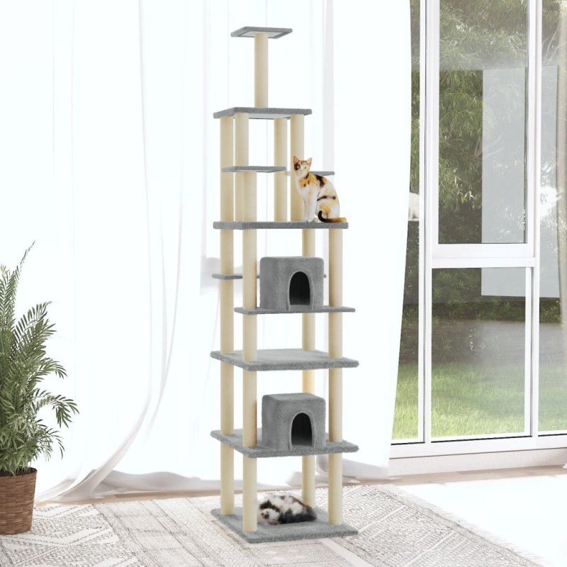 Árvore p/ gatos c/ postes arranhadores sisal 216 cm cinza-claro-Móveis para gatos-Home Retail