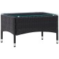 4 pcs conjunto lounge de jardim c/ almofadões vime PE preto