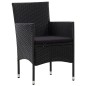 4 pcs conjunto lounge de jardim c/ almofadões vime PE preto