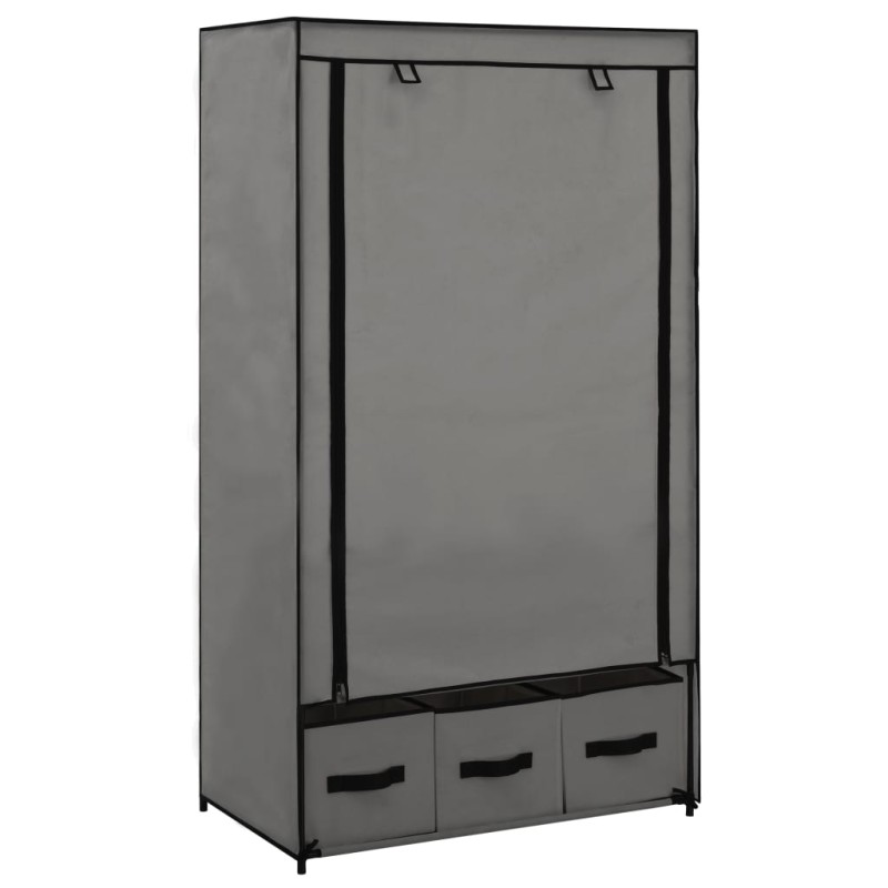 Roupeiro 87x49x159 cm tecido cinzento-Guarda-roupas-Home Retail