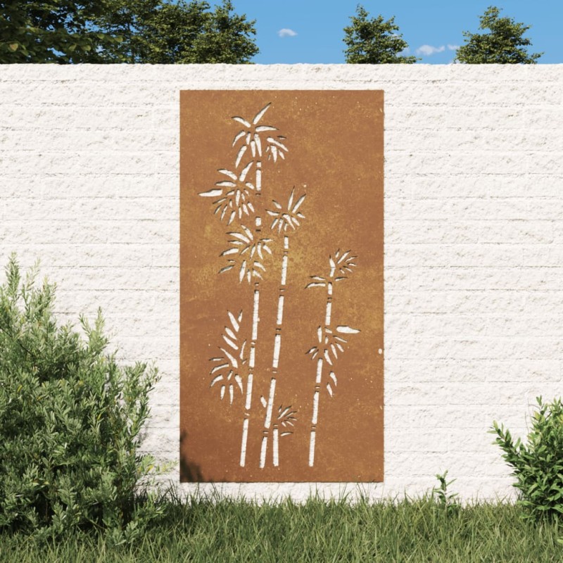 Decoração p/ muro de jardim 105x55 cm aço corten design bambu-Pósteres, quadros e artes visuais-Home Retail