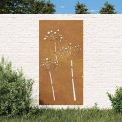 Decoração p/ muro de jardim 105x55 cm aço corten design flores