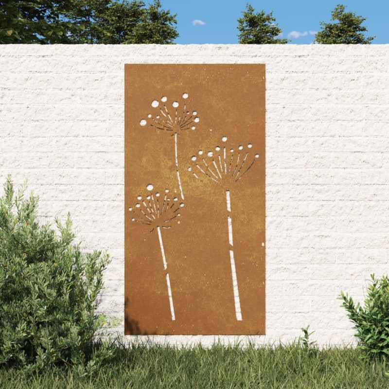 Decoração p/ muro de jardim 105x55 cm aço corten design flores-Pósteres, quadros e artes visuais-Home Retail