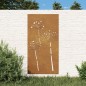 Decoração p/ muro de jardim 105x55 cm aço corten design flores