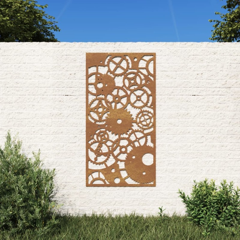 Decoração p/ muro jardim 105x55cm aço corten design engrenagens-Pósteres, quadros e artes visuais-Home Retail