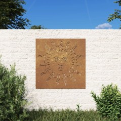 Decoração p/ muro de jardim 555x55 cm aço corten design sol