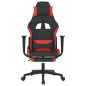 vidaxL Cadeira de gaming com apoio de pés tecido preto e vermelho