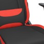 vidaxL Cadeira de gaming com apoio de pés tecido preto e vermelho