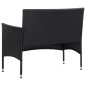 4 pcs conjunto lounge de jardim c/ almofadões vime PE preto