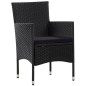 4 pcs conjunto lounge de jardim c/ almofadões vime PE preto