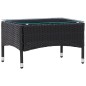 4 pcs conjunto lounge de jardim c/ almofadões vime PE preto