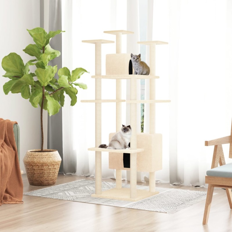 Árvore para gatos c/ postes arranhadores sisal 162 cm cor creme-Móveis para gatos-Home Retail