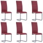 Cadeiras de jantar cantilever 6 pcs couro artificial vermelho