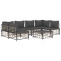 7 pcs conjunto lounge de jardim c/ almofadões vime PE antracite