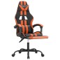 Cadeira gaming giratória+apoio pés couro artif. preto/laranja