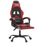 Cadeira gaming giratória c/ apoio couro artific. preto/vermelho