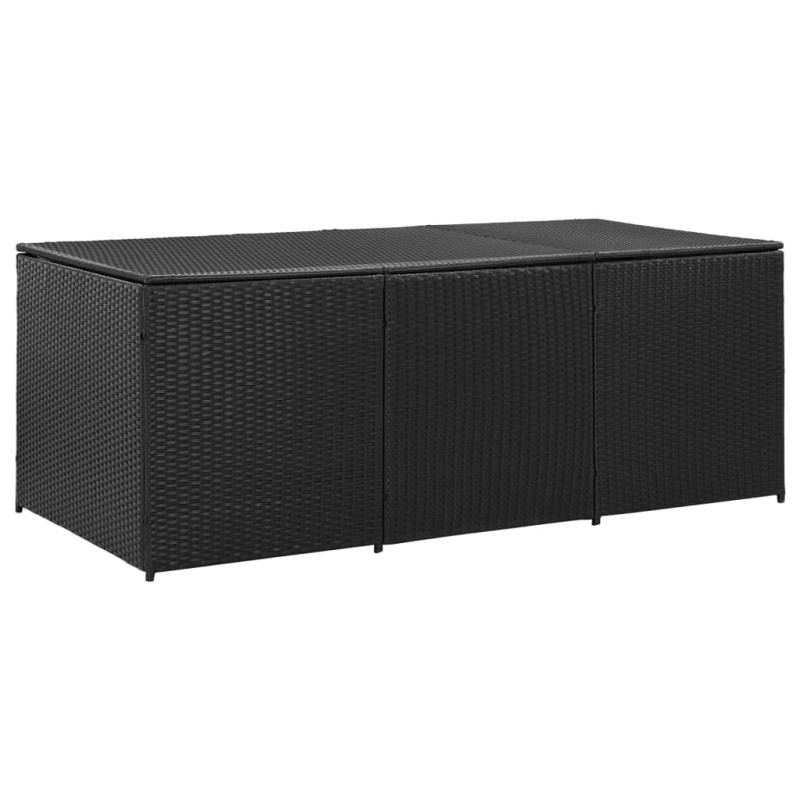 Caixa de arrumação para jardim 180x90x70 cm vime PE preto-Baús para armazenamento exterior-Home Retail