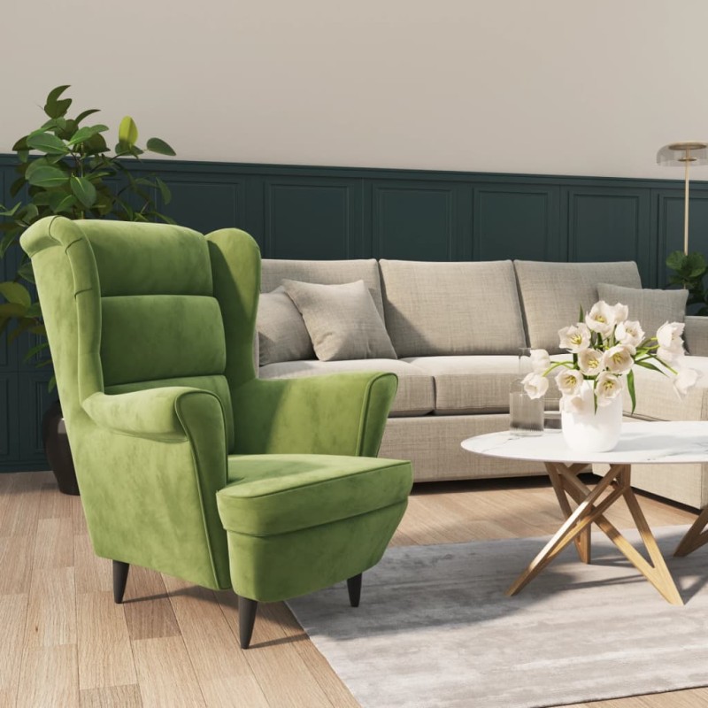 Poltrona em veludo verde-claro-Poltronas-Home Retail