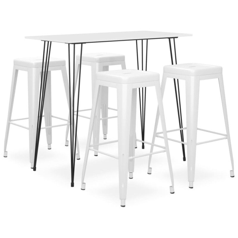 5 pcs conjunto de bar branco-Conjuntos de móveis para cozinha e sala de jantar-Home Retail