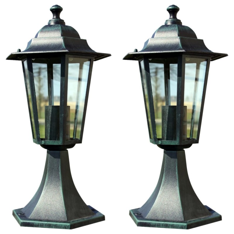 Candeeiros de jardim 2 pcs alumínio verde-escuro e preto-Iluminação de exterior-Home Retail