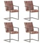 Cadeiras jantar cantilever 4 pcs couro genuíno castanho velho