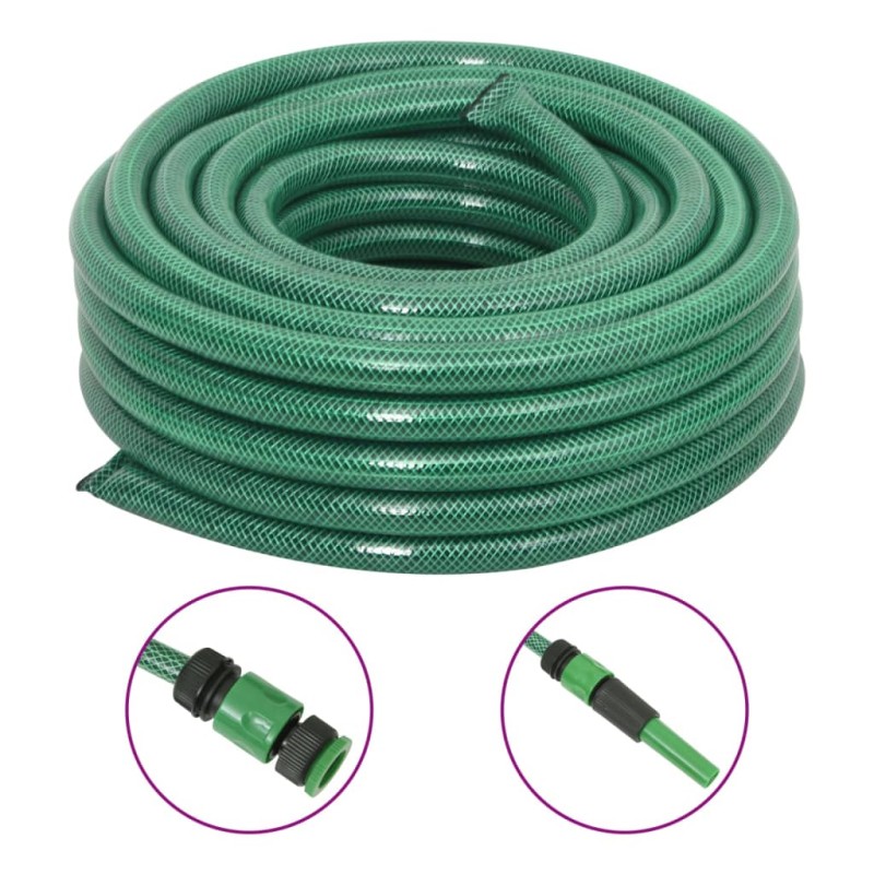 VidaXL Mangueira de jardim com conjunto de encaixe 0,75" 20m PVC verde-Mangueiras de jardim-Home Retail